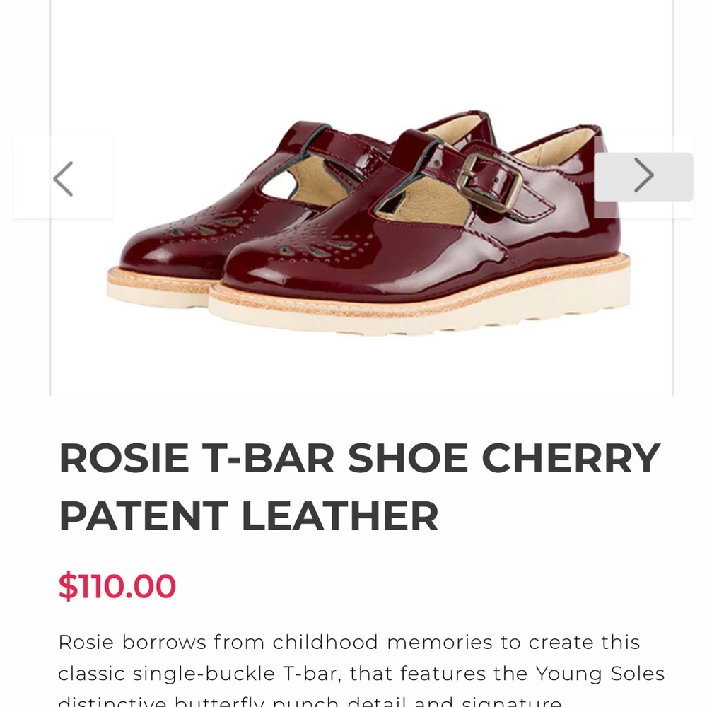 YOUNG SOLES ROSIE T-BAR SHOE CHERRY PATENT LEATHER - Picture 2 of 6